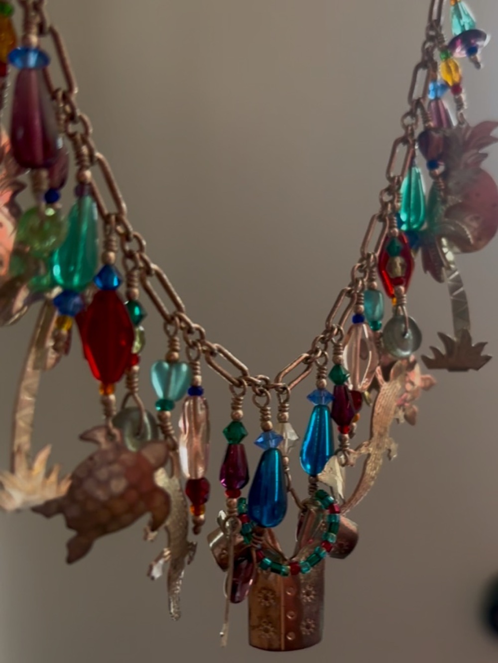 Beach Inspired Sterling Silver & Beaded Charm Necklace